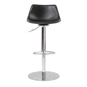 Charlie 31.89 in. Black Low Back Metal Bar Stool with Faux Leather Seat