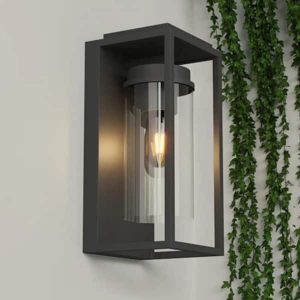 Montpelier 12.3 in. H Sand Black Dusk to Dawn Outdoor Hardwired wall Rectangular Scone with No Bulb Included