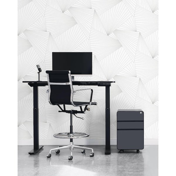 Ray Geo White and Harbor Gray Raised Ink 20.5 in. x 18 ft. Peel and Stick Wallpaper
