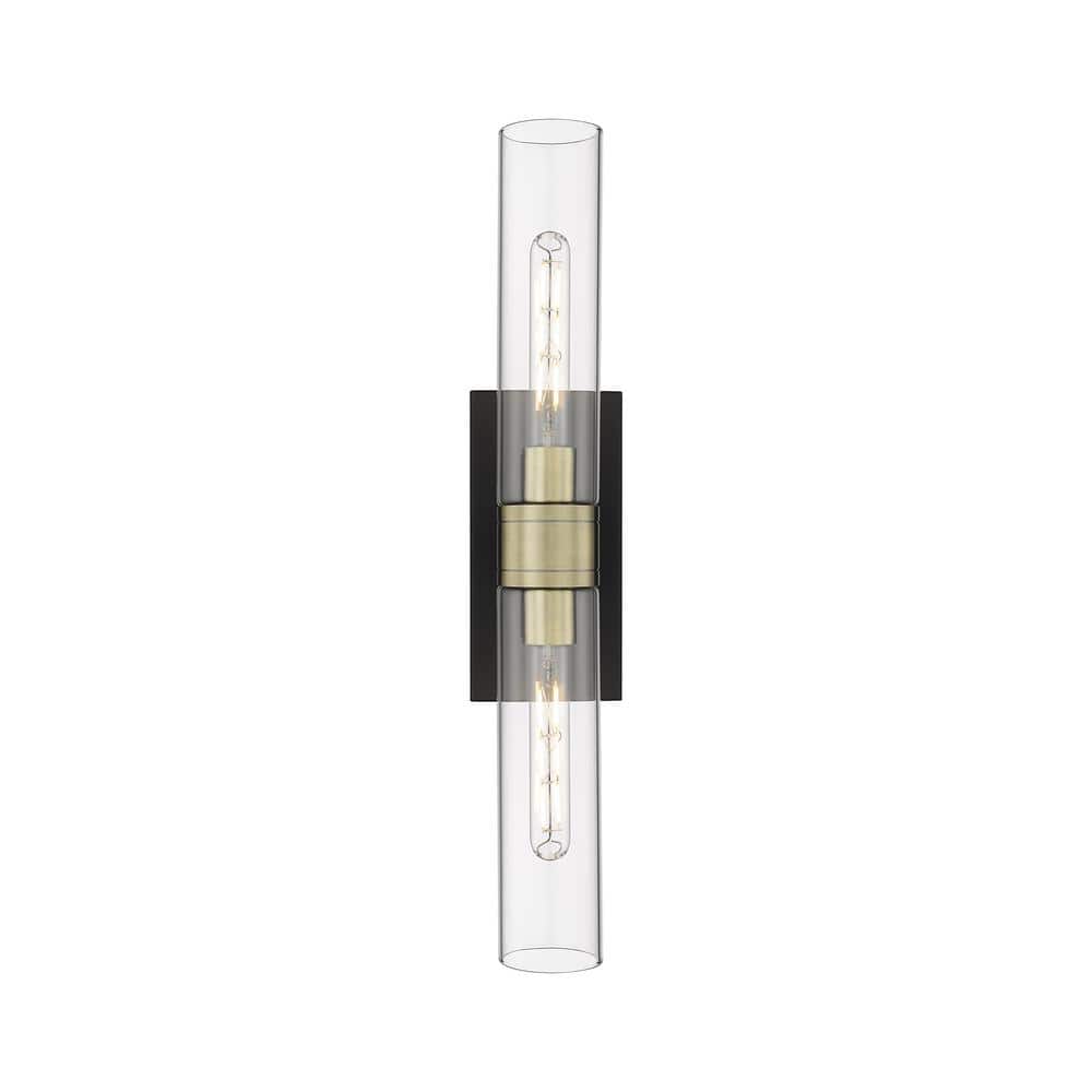 Ballston Urban 24 in. 2-Light Black Antique Brass Vanity Light with Glass Shade price history on PriceWatchPro