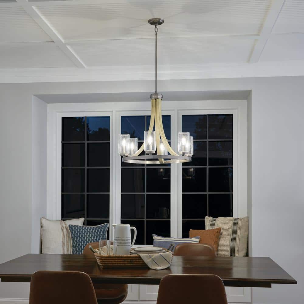 Rustic Elegance Distressed Antique Gray 6-Light Chandelier