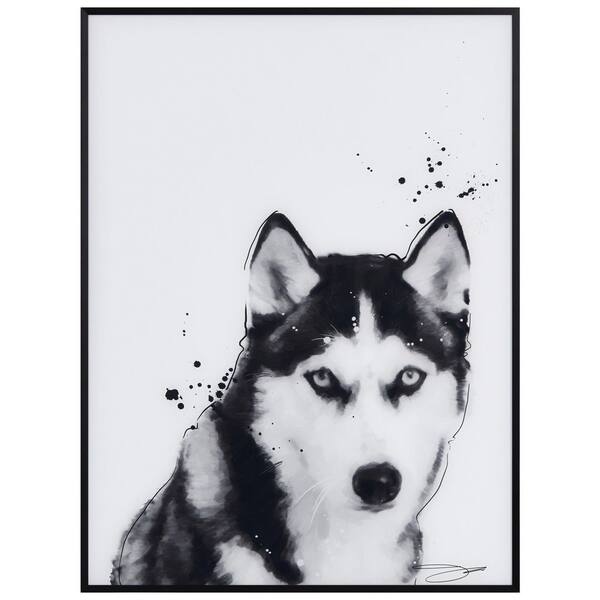 Empire Art Direct Pitbull Black and White Pet Paintings on Reverse Printed  Glass Framed Dog Wall Art, 24 x 18 x 1, Ready to Hang 