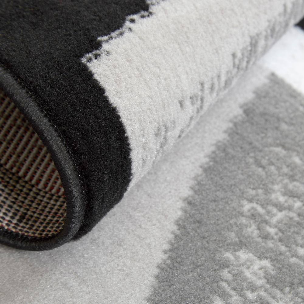 Black and Gray Abstract Border Area Rug, 21" x 35"