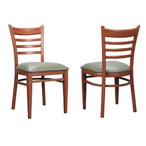 Galina Dark Honey Faux Leather Dining Side Chair Set of 2