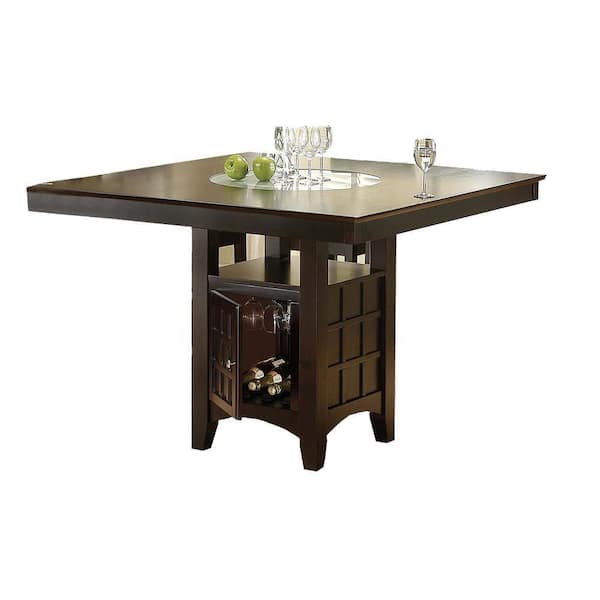 Benjara Transitional Style Brown Wood and Glass 51.5 in. 4-Legs Dining Table Seats 4