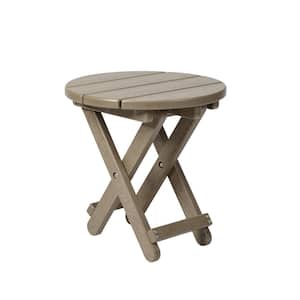 Lakeside Round Side Table Durable Weatherproof Outdoor Table Furniture for Porch and Backyard Brown