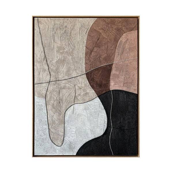 "Porcelain" Framed Abstract Wall Art Print Hand Painted 48 in. x 36 in.