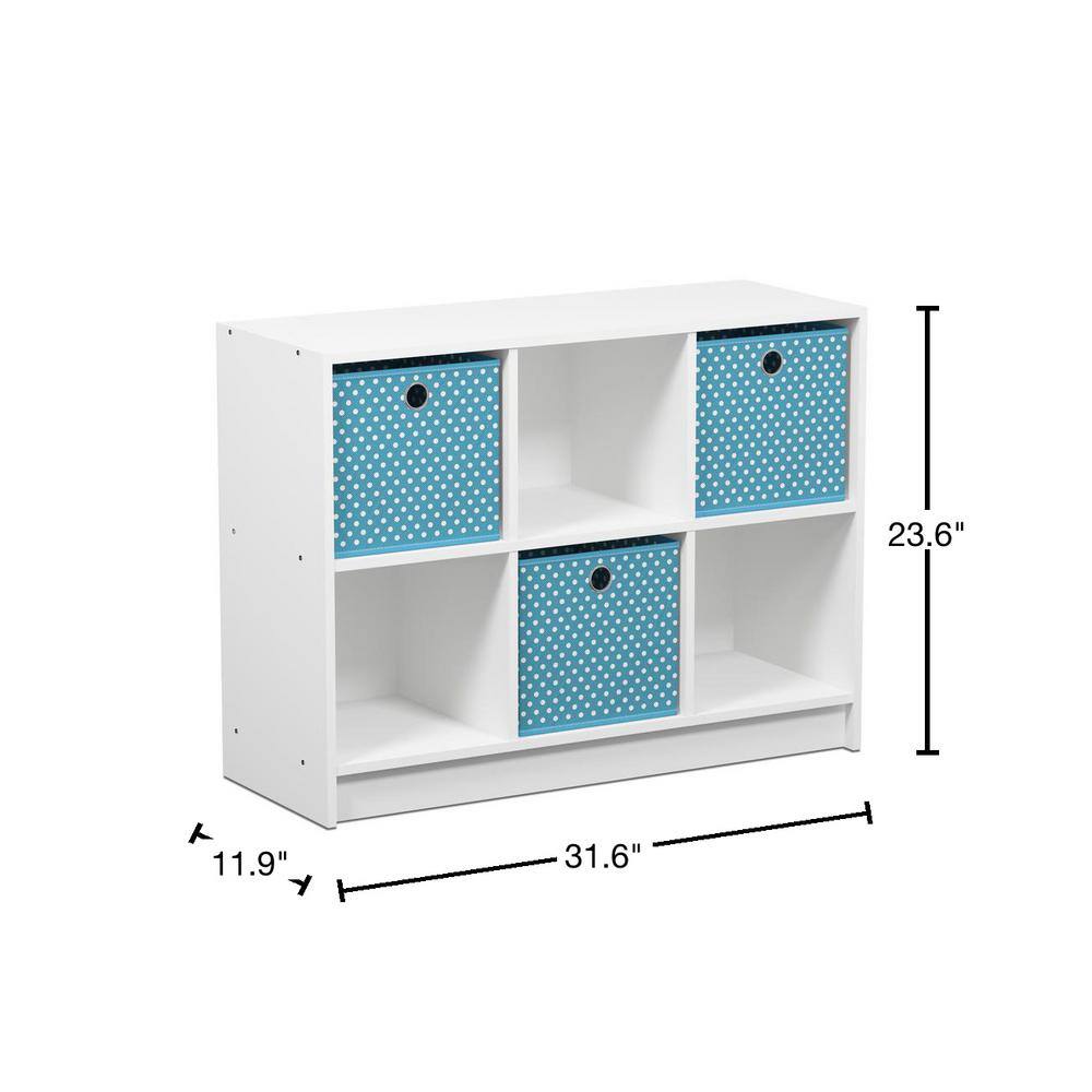 White and Light Blue 6-Cube Freestanding Bookcase