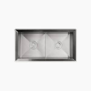 Poise 33 in. Undermount Double Bowl Stainless Steel Kitchen Sink