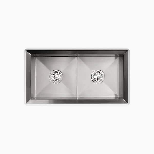 Poise 33 in. Undermount Double Bowl Stainless Steel Kitchen Sink