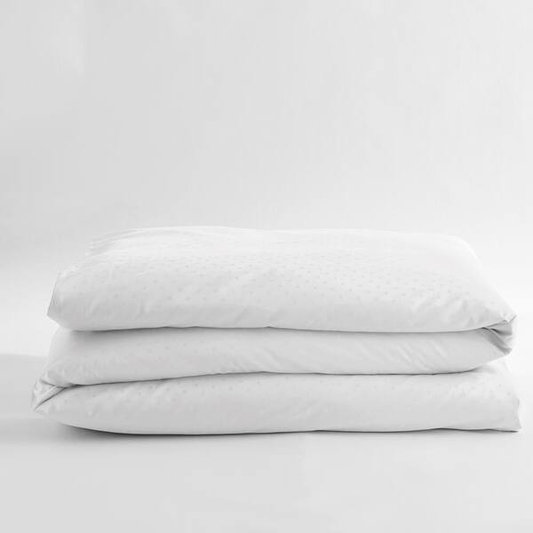 The Company Store Legends Luxury Dot White Cotton Sateen Oversized Queen Duvet Cover