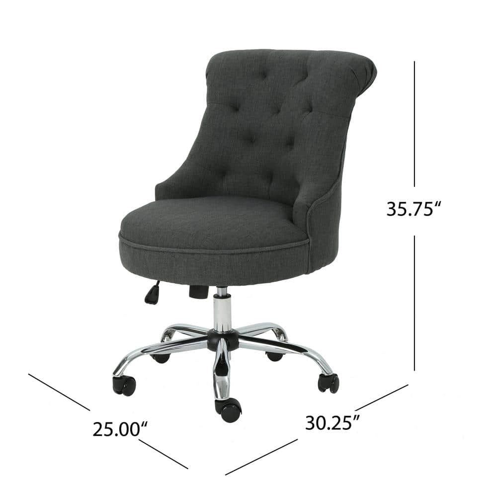 Grayson Modern Swivel Desk Chair in Dark Gray with Wood Accents