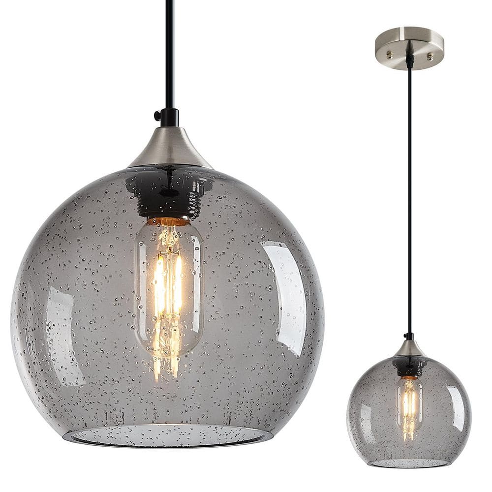 Home Lighting ‎60-Watts 1-Light 7. 87in Light Grey Glass Pendant Light for Living Room, No Bulbs Included, 1-Pack price history on PriceWatchPro
