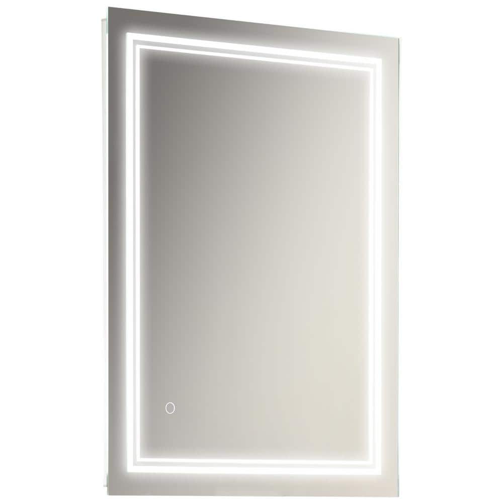 Silver 32 in. W x 24 in. H Rectangle Frameless Bathroom Vanity Mirror with 