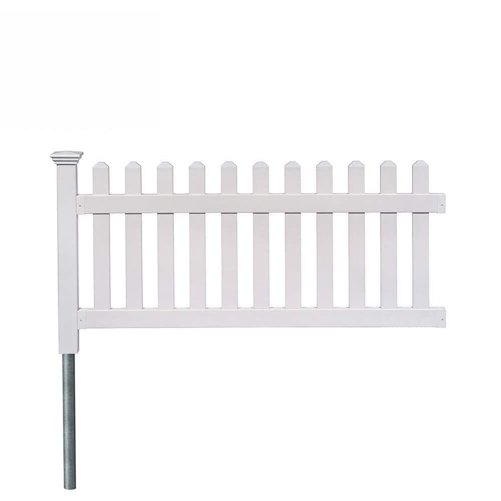 Zippity Outdoor Products Newport Permanent Picket Fence with Post and No-Dig Steel Pipe Anchor (3ft x 6ft)