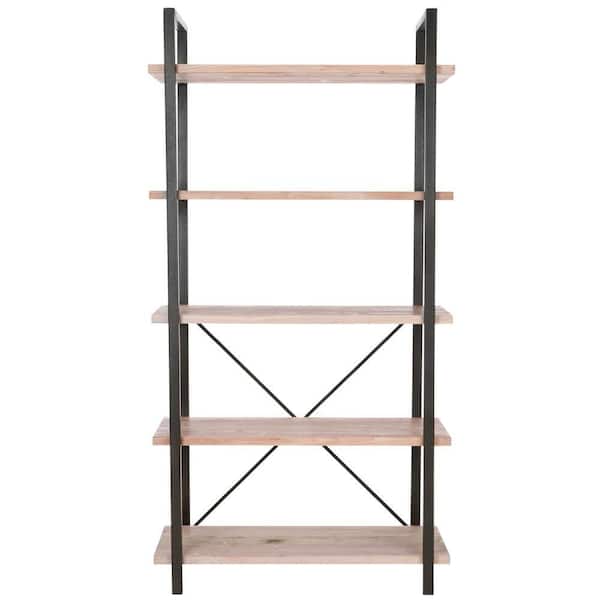 SAFAVIEH 65 in. Red Maple Metal 5-shelf Etagere Bookcase with Open Back