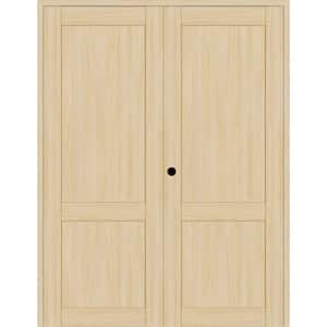 2-Panel Shaker 64 in. x 80 in. Right Active Loire Ash Wood Composite Solid Core Double Prehung Interior Door