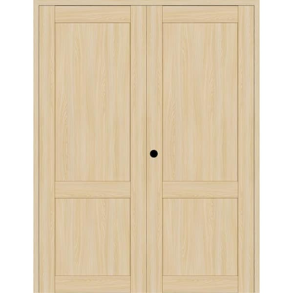 Belldinni 2-Panel Shaker 48 in. x 80 in. Right Active Loire Ash Wood Composite Solid Core Double Prehung Interior Door