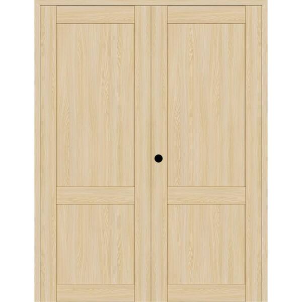 Belldinni 2 Panel Shaker 48 in. x 96 in. Right Active Loire Ash Wood Composite Solid Core Double Prehung Interior Door