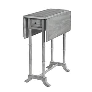Darrow 24 in. Gray Rectangle Wood Drop-Leaf Side Table with 1 Drawer