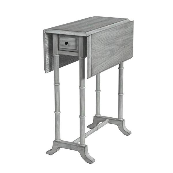 Butler Specialty Company Darrow 24 in. Gray Rectangle Wood Drop-Leaf Side Table with 1 Drawer