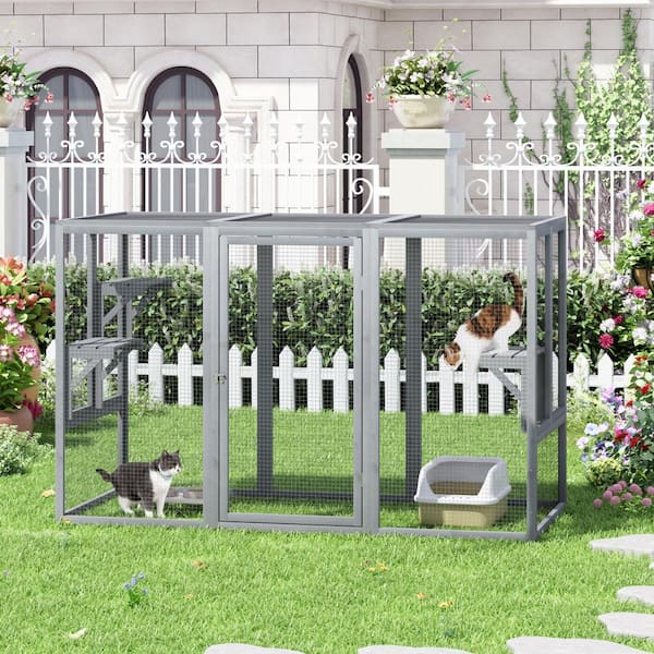 Wooden Outdoor Cat Enclosure Run Playpen Catio