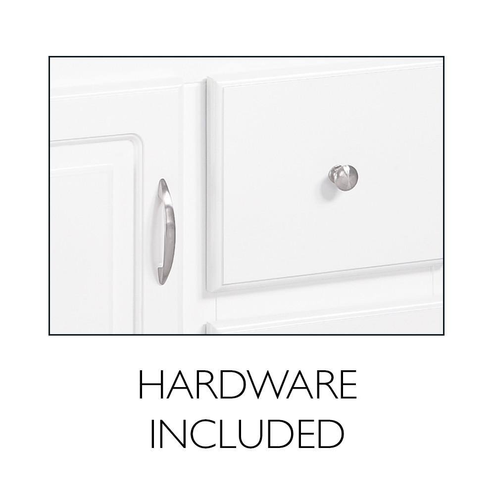 White Cultured Marble 25-Inch Bathroom Vanity with Satin Nickel Knobs
