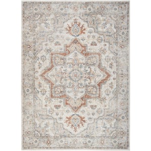 Astra Machine Washable Grey/Multi 7 ft. x 9 ft. Vintage Persian Traditional Area Rug