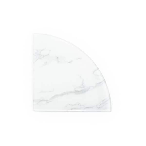 Jeffrey Court Fresh Spring White 9.25 in x 9.25 in Gloss Inkjet Glass Wall Mount Corner Shelf (0.46 Sq. Ft./Each)