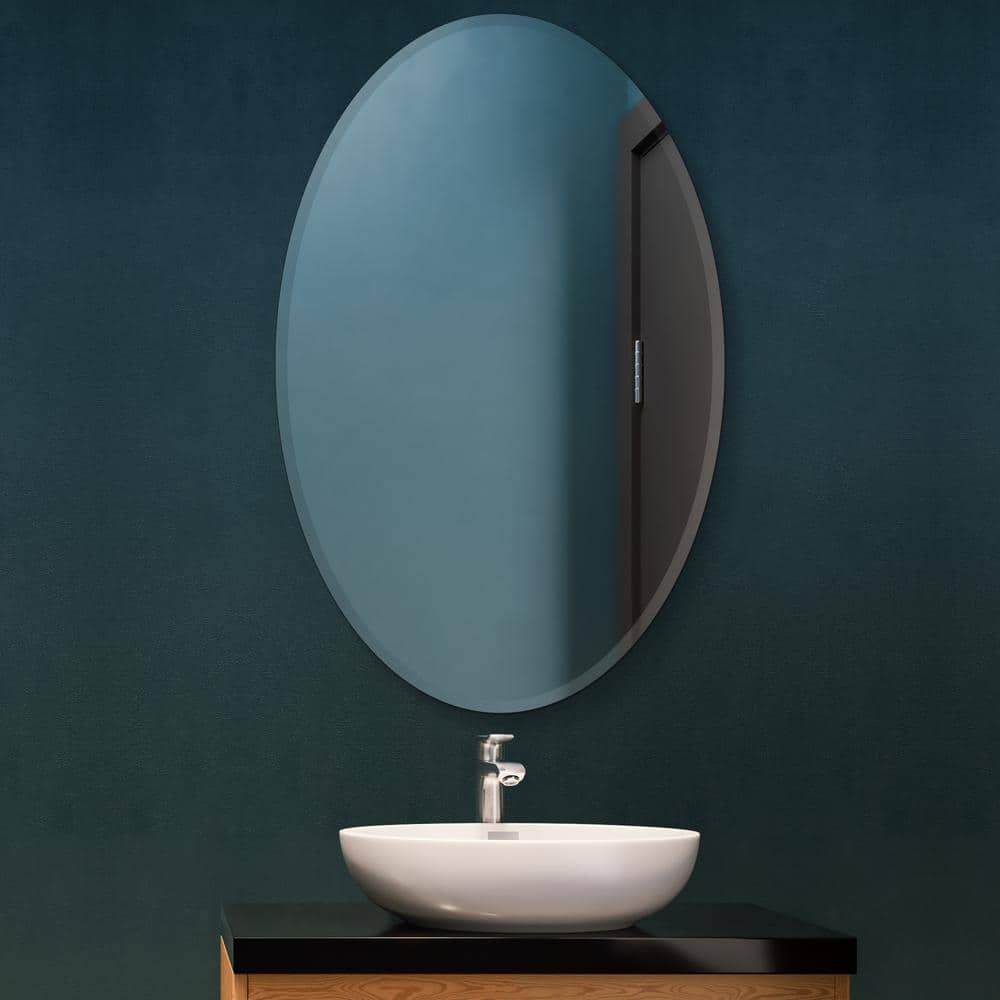 24x48 Frameless Oval Beveled Wall Mirror