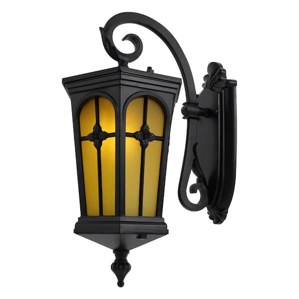 23.62 in. Black Vintage Outdoor Waterproof Hardwired Wall Lantern Sconce Wall Lamp with Glass Shade, No Bulbs Included