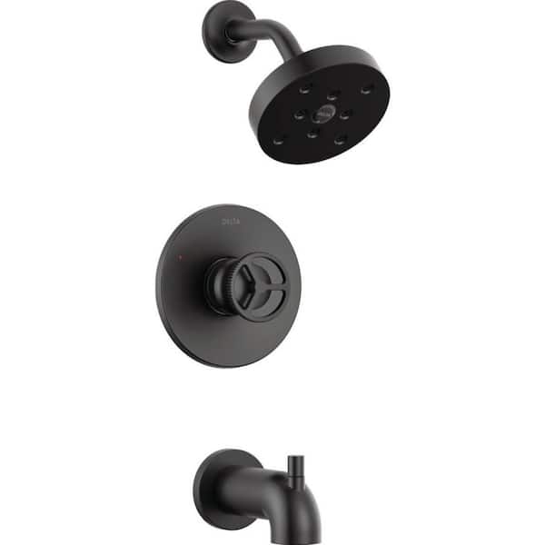 Delta Trinsic Wheel 1-Handle Wall Mount Tub and Shower Trim Kit in Matte Black (Valve Not Included)
