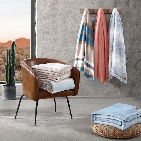 Buy Blue Plush Glen Canyon Stripe Fleece Full/Queen Blanket Online at