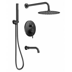 1-Handle 2-Spray Patterns with 2.5 GPM High Pressure 10 in. Dual Ceiling Mount Shower Head in Matte Black