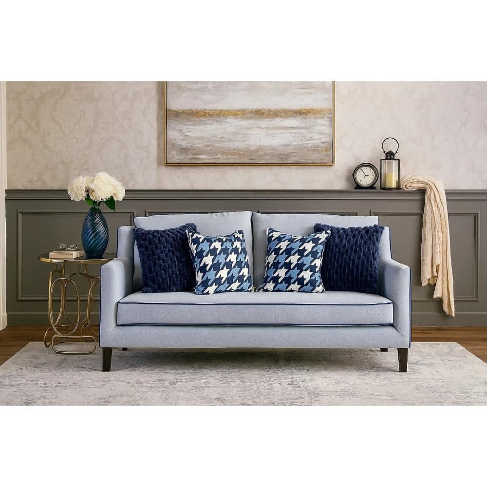 Colin 68 in. Polyester 2-Seater Square Arms Loveseat in Gray, Blue and Black price history on PriceWatchPro