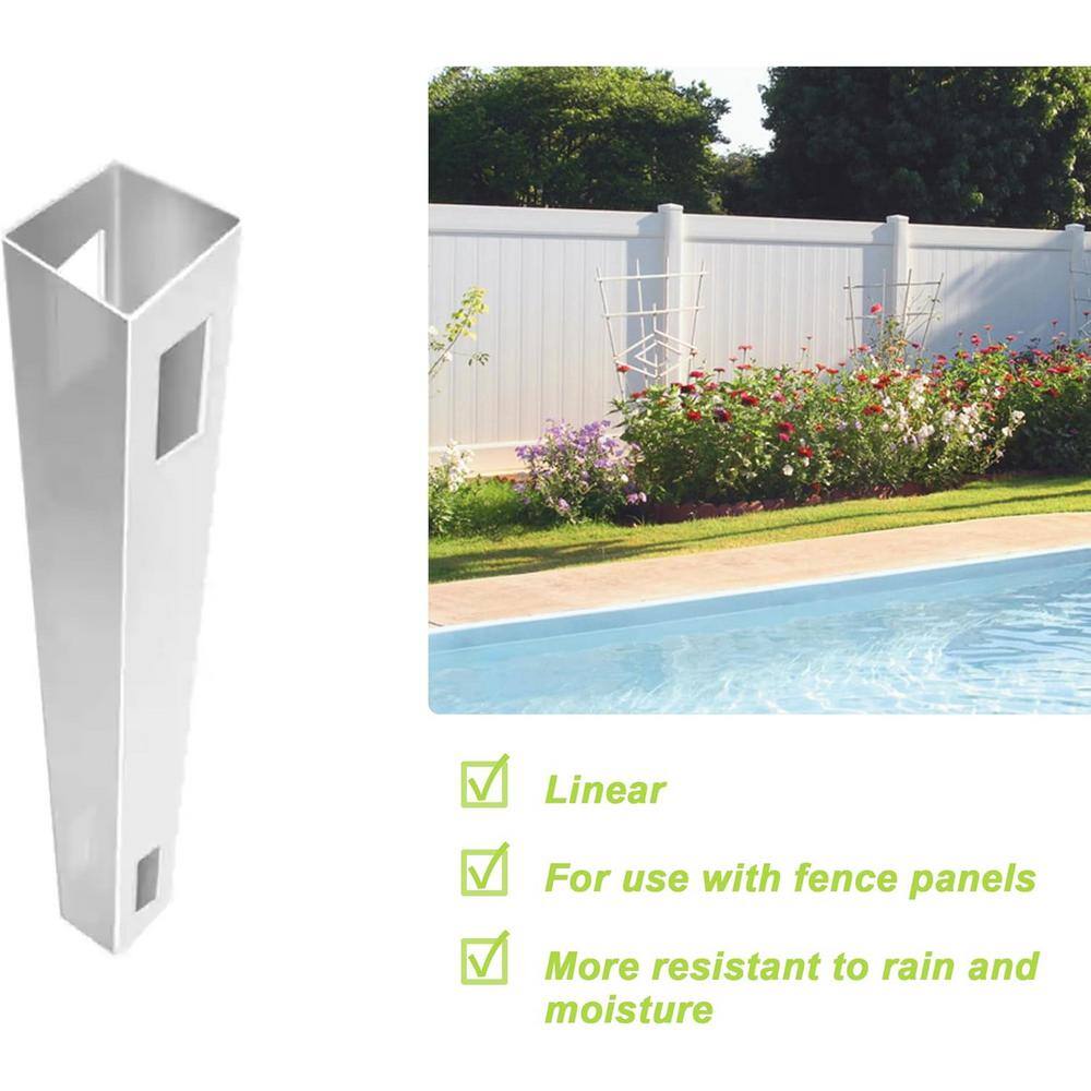 95 in. White Vinyl Garden Fence Posts with Caps, Set of 2