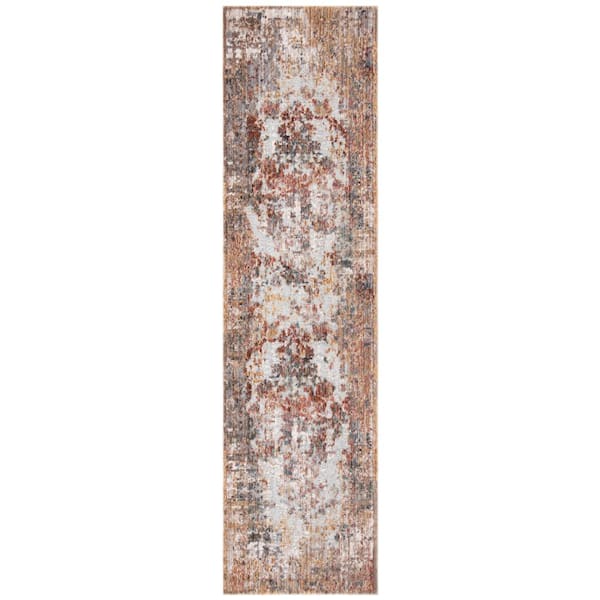 Winston 2 ft. x 10 ft. Gray/Rust Distressed Abstract Runner Rug