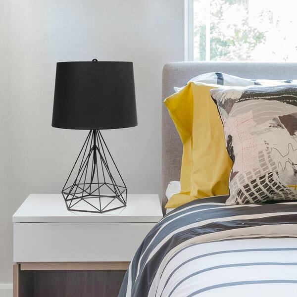 Elegant Designs 23.5 in. Black Matte Wired Metal Table Lamp