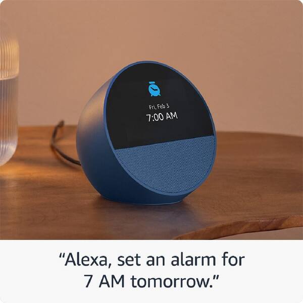 EKIEUDL Black Echo Spot-Smart Alarm Clock with Alexa, Smart