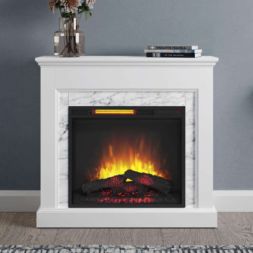 Buy Northglenn 36 in. Freestanding Faux Marble Surround Electric Fireplace in White Oak Online