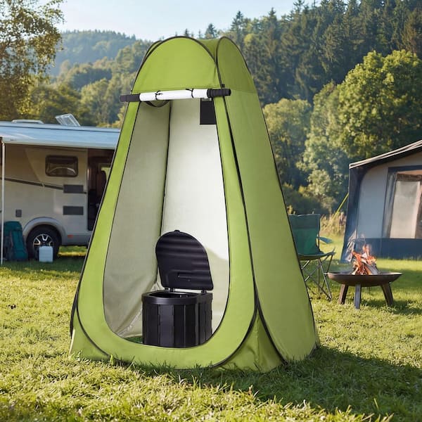 Portable Toilet Kit, 330 lbs. Capacity, Folding Camping Toilet with Pop-Up Privacy Tent, Non-Electric Waterless Toilet