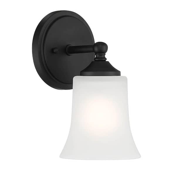 Designers Fountain - Bronson 9.5 in. Matte Black Wall Sconce with Frosted Glass Shade