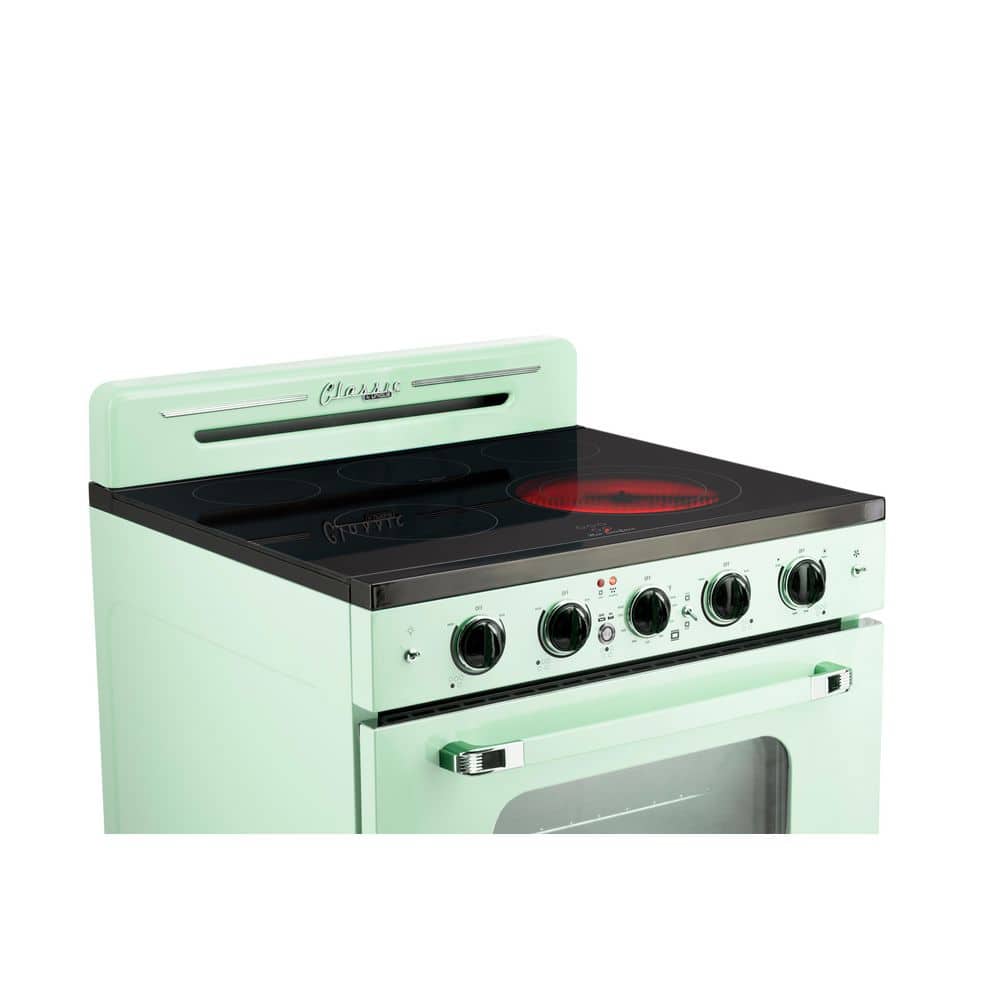 Summer Mint Green 30" Retro Freestanding Electric Range with Convection Oven