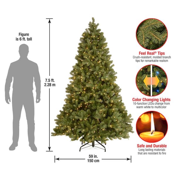 National Tree Company - 7.5 ft. Downswept Douglas Fir Artificial Christmas Tree with Dual Color LED Lights