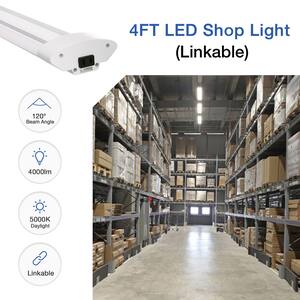 4 ft. 260-Watt Equivalent 4000 Lumens Linkable Integrated LED White Shop Light in Daylight 5000K (2-Pack)