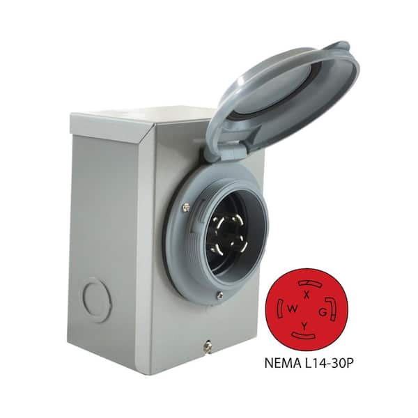 Conntek DIY Wiring Generator/Industrial NEMA L14-30P 30 Amp 125/250-Volt 4-Prong Locking Power Inlet Box
