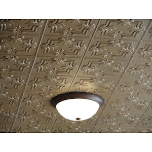 Dimensions Faux 2 ft. x 4 ft. Tin Style Ceiling and Wall Tiles in Brass