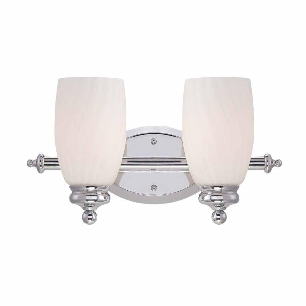 Hampton Bay 2Light Chrome Bath Bar Light with Frosted White Glass
