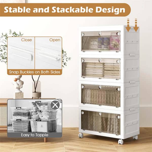 Costway 4-Tier Stackable Storage Bins 44-Gal. Collapsible Storage