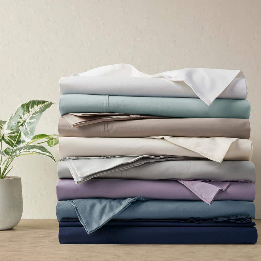 Twin Gray Cotton Percale Sheet Set